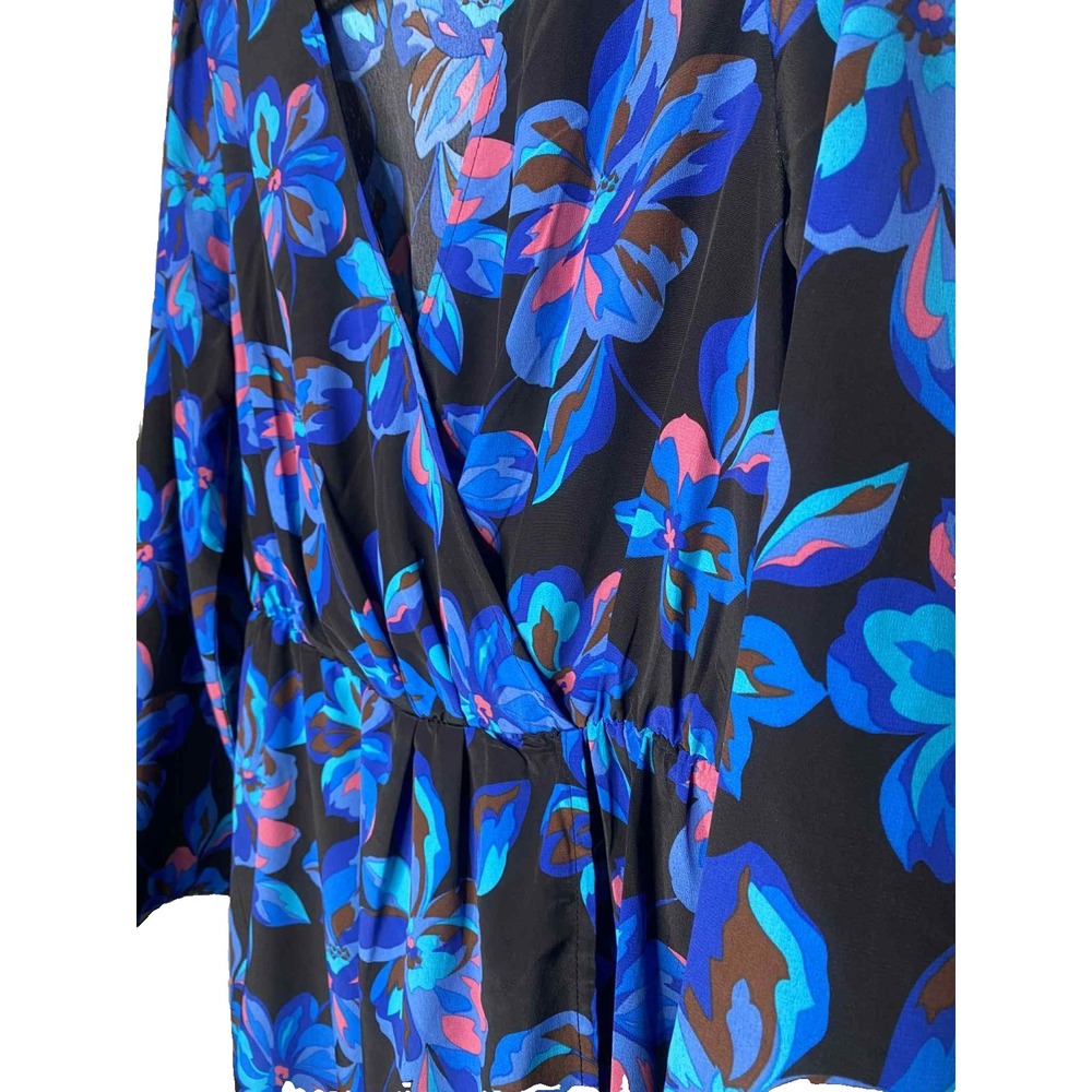 Sanctuary Womens Blue Daytime Mini Floral Print Wrap Dress size Large whimsigoth - Picture 3 of 9